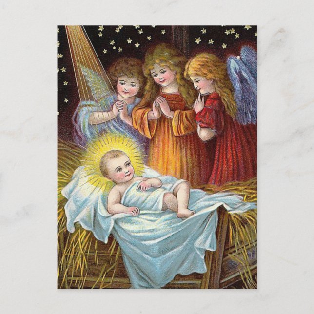 "Nativity Scene" Christmas Holiday Postcard (Front)