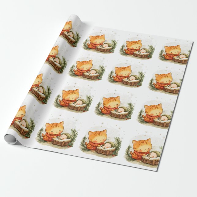 Nativity Scene Christmas Wrapping Paper Baby Jesus (Unrolled)