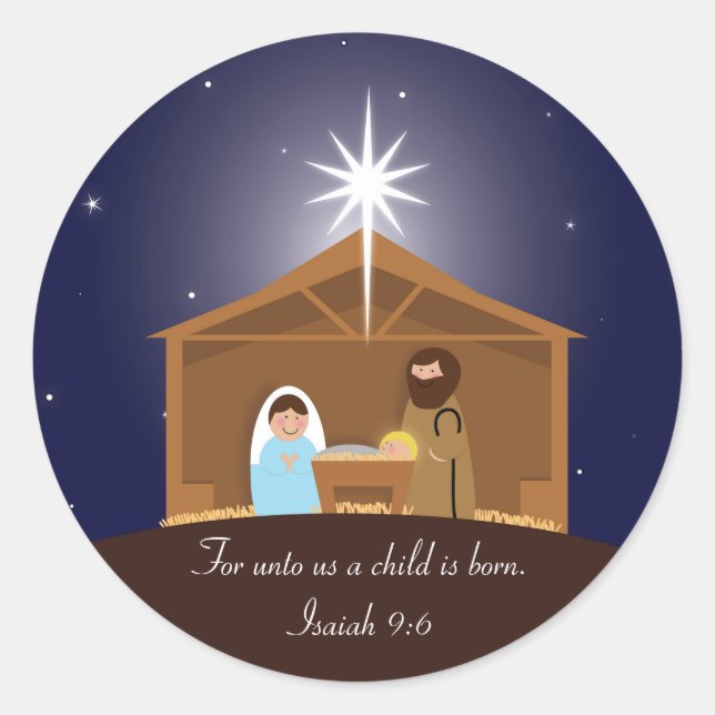 Nativity Scene Classic Round Sticker (Front)