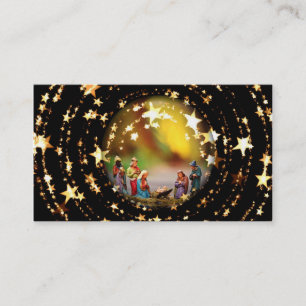 Nativity Scene Crib Virgin Mary Infant Jesus Stars Business Card