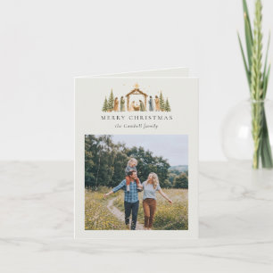 Nativity Scene Elegant 2 Photo Collage Christmas Holiday Card