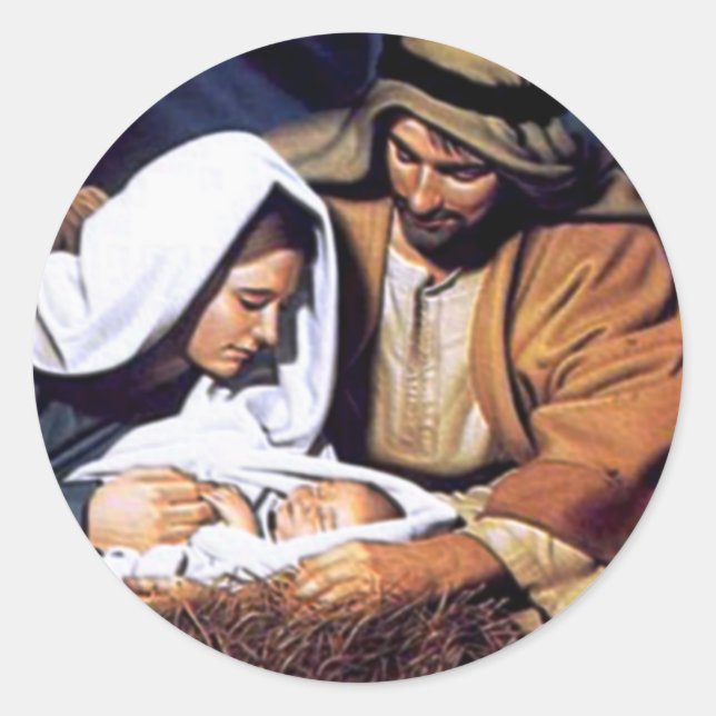 Nativity Scene Gifts for Christmas Classic Round Sticker (Front)
