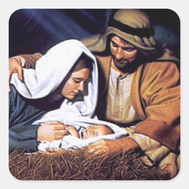Nativity Scene Gifts for Christmas Square Sticker (Front)