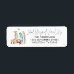 Nativity Scene Glad Tidings Return Name Address<br><div class="desc">Nativity Scene Glad Tidings Return Name and Address. A beautiful simple Nativity Scene of Mary, Joseph and baby Jesus with a shepherd and a sheep, and a line from the carol While Shepherds Watched, Glad Tidings of Great Joy, in an elegant set script is above your return name and address...</div>