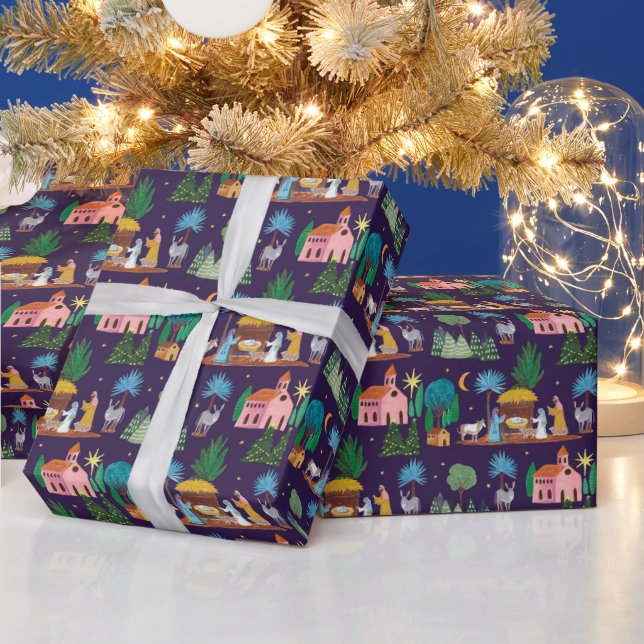Nativity Scene Hand drawn Christmas Wrapping Paper (Holidays)