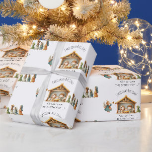Nativity Scene Holiday Gift Wrap Christmas Family