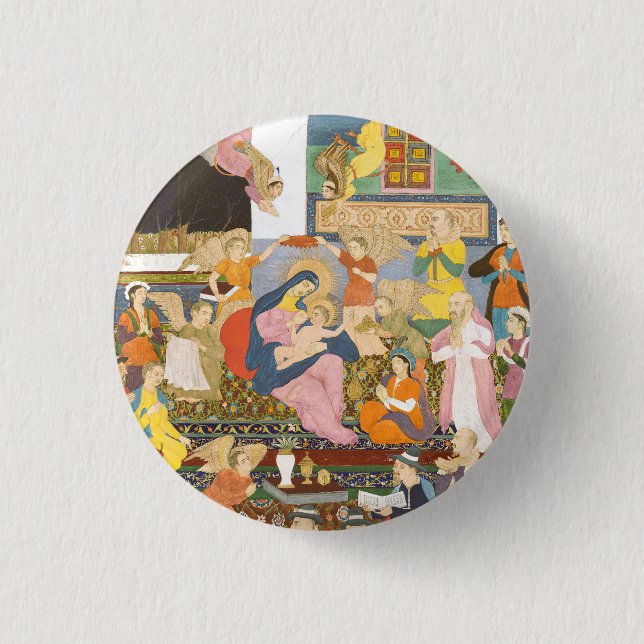 Nativity scene in indian style 1 inch round button (Front)