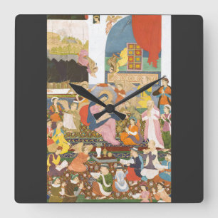 Nativity scene in indian style square wall clock