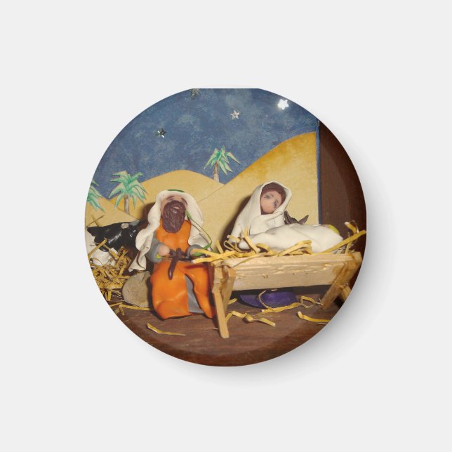 nativity scene Jesus Mary Joseph stable seasonal Magnet (Front)