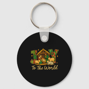 Nativity Scene Joy To The World – Christmas Faith  Keychain