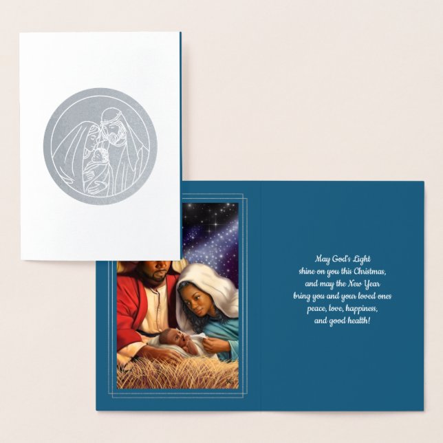 Nativity Scene Luxury Real Foil Christmas Cards (Display)