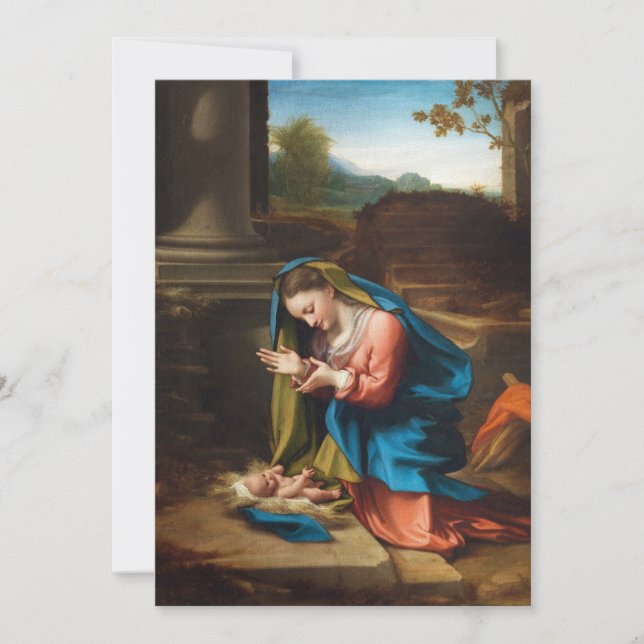 Nativity Scene | Mary and Baby Jesus Religious Holiday Card (Front)