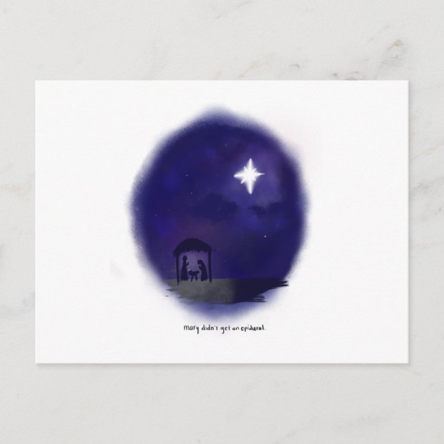 Nativity Scene / Mary Didn't Get An Epidural Postcard (Front)