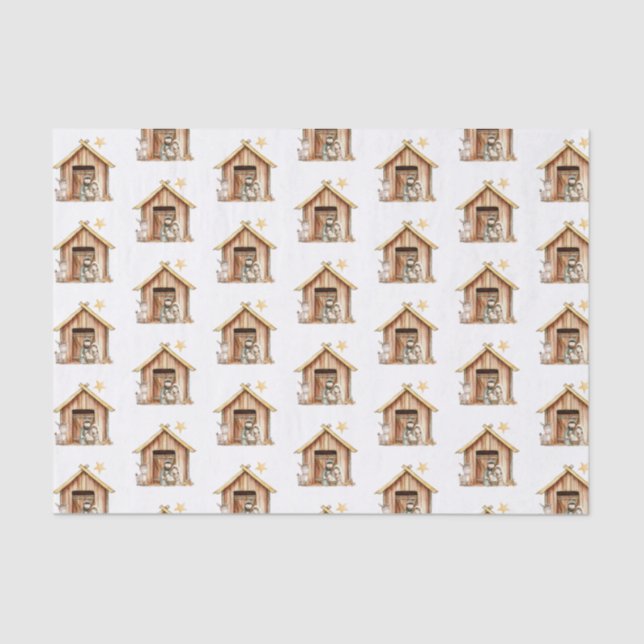 Nativity Scene Mary Joseph Baby Jesus Christmas Tissue Paper (Front)