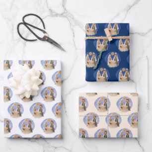 Nativity Scene Mary Joseph Jesus Pattern Christmas Wrapping Paper Sheet