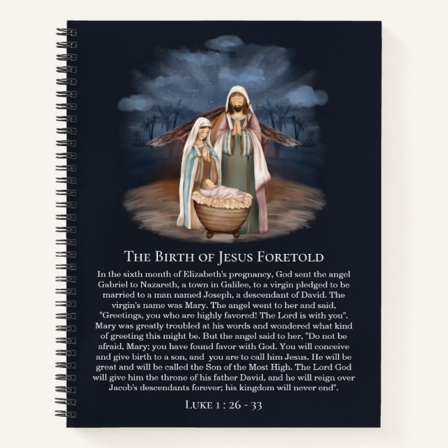 Nativity Scene - Mary, Joseph & Newborn Baby Jesus Notebook (Front)