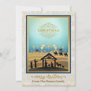 Nativity Scene "Merry Christmas & Happy New Year" Holiday Card