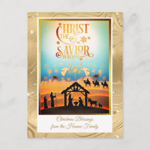 Nativity Scene "Merry Christmas & Happy New Year" Holiday Postcard