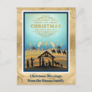 Nativity Scene "Merry Christmas & Happy New Year" Holiday Postcard