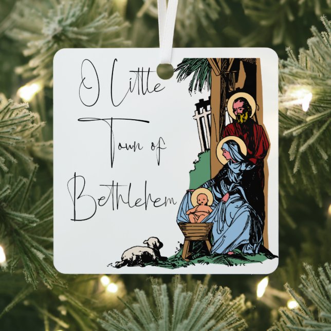 Nativity Scene - 'O Little Town of Bethlehem' Metal Ornament (Insitu)
