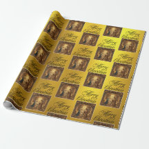 Nativity Scene on Gold Foil Wrapping Paper