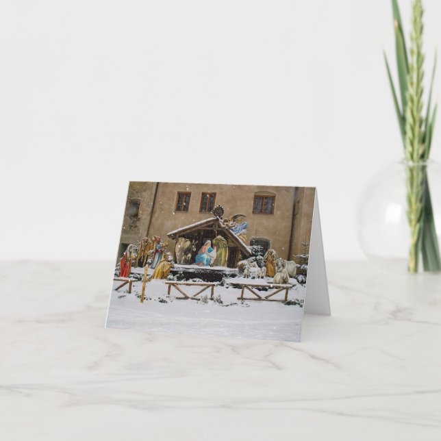 Nativity Scene Religious Christmas Holiday Card (Front)