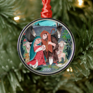Nativity scene religious Christmas Metal Ornament