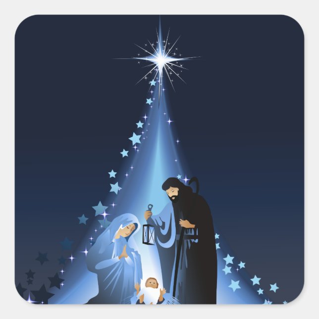 Nativity scene square sticker (Front)