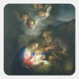 Nativity Scene Square Sticker