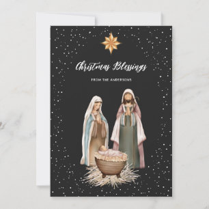 Nativity Scene Star Baby Jesus Christian Christmas Holiday Card