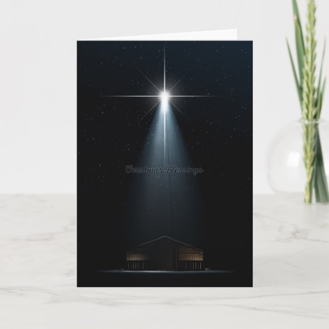 Nativity Scene Star Of David And Stable Holiday Card (Front)