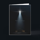 Nativity Scene Star Of David And Stable Holiday Card<br><div class="desc">An abstract depiction of the nativity scene of christs birth in bethlehem with an isolated stable being spotlit by a bright star on dark starry night background</div>