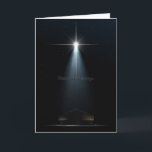 Nativity Scene Star Of David And Stable Holiday Card<br><div class="desc">An abstract depiction of the nativity scene of christs birth in bethlehem with an isolated stable being spotlit by a bright star on dark starry night background</div>