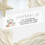 Nativity Scene Three Kings Return Name Address<br><div class="desc">Nativity Scene Three Kings Return Name and Address. A beautiful simple Nativity Scene of Mary, Joseph and baby Jesus with the Three Wise Men, animals a line from the carol Guide Us To Thy Perfect Light in an elegant set script is above your return name and address details to the...</div>