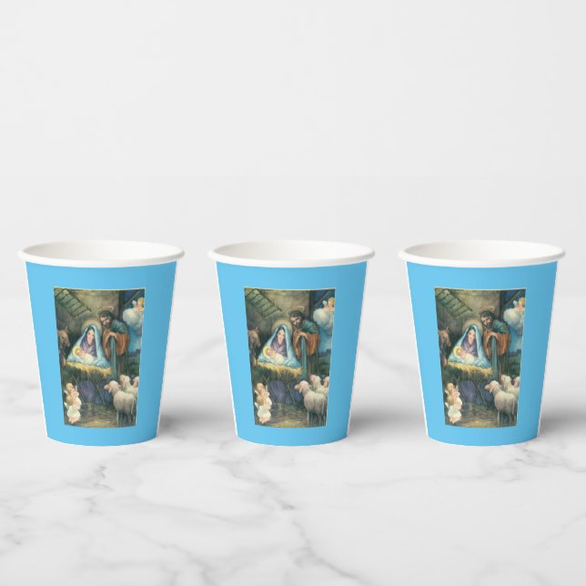 Nativity Scene Vintage Christmas  Paper Cups (Multi)