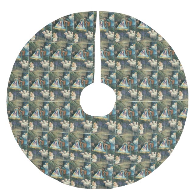 Nativity Scene Vintage Christmas Tree Skirt (Front)