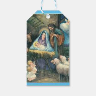 Nativity Scene Vintage Religious Christmas Gift Tags