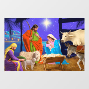 nativity scene window cling