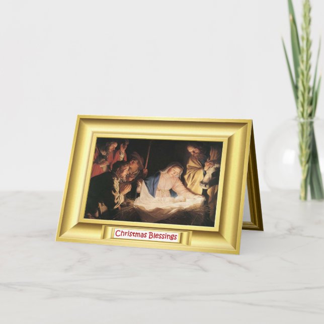 Nativity scene with Mary Holiday Card (Front)
