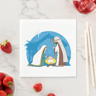 Nativity Scene with Mary Joseph and Baby Jesus Napkin