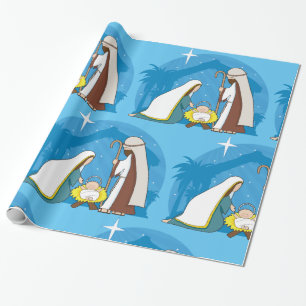 Nativity Scene with Mary Joseph and Baby Jesus Wrapping Paper
