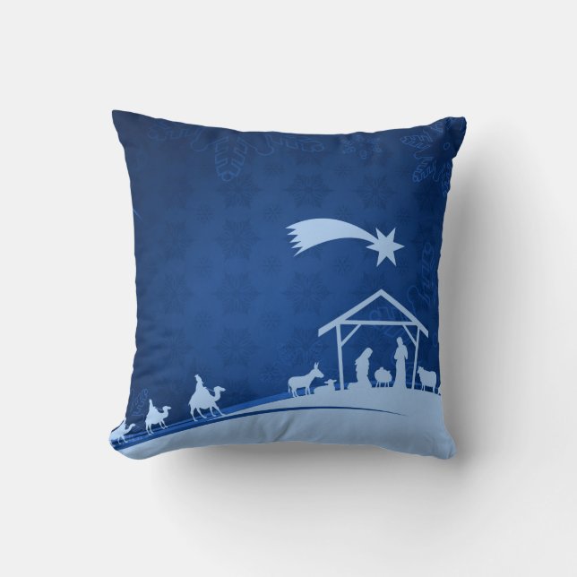Nativity Scene with Three Wise Men Pillow (Front)