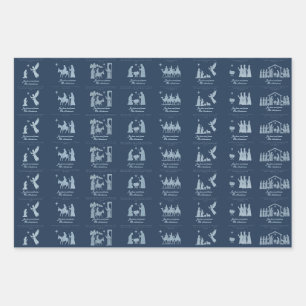 Nativity Scene Wrapping Paper Flat Sheet Set of 3