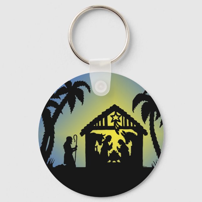 Nativity Silhouette Joy to the World Keychain (Front)