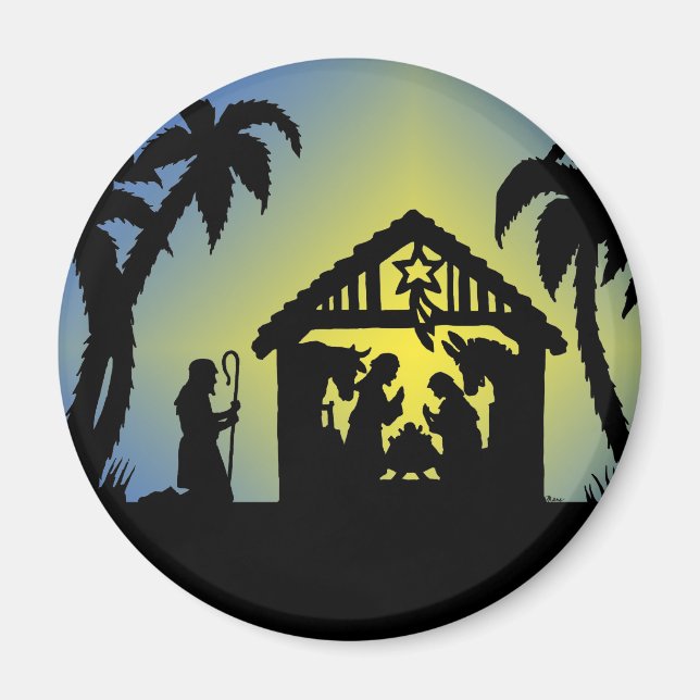 Nativity Silhouette Joy to the World Magnet (Front)