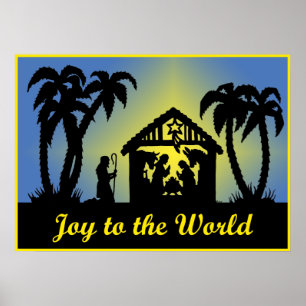 Nativity Silhouette Joy to the World Poster