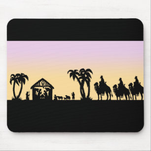 Nativity Silhouette Wise Men on the Horizon Mouse Pad