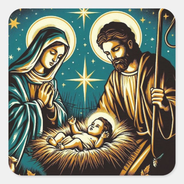 Nativity Square Sticker (Front)