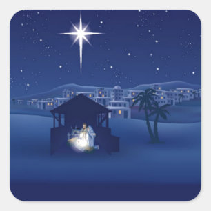 nativity square sticker