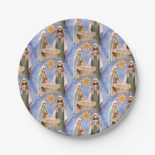 Nativity Stable Scene Pattern Holiday Paper Plate